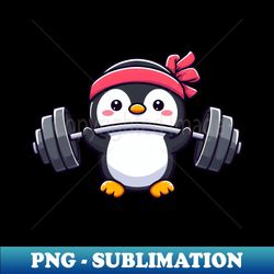 penguin workout dumbbell bench press fitness - unique sublimation png download