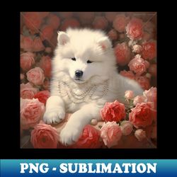 samoyed roses - instant png sublimation download