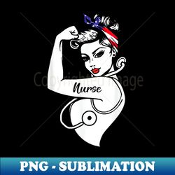 nurse vet strong woman american flag hair band - modern sublimation png file