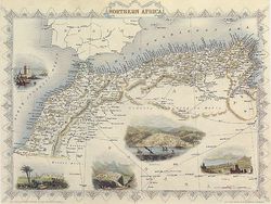 1800's map northern africa marocco algeria repro poster