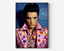 elvis wall art elvis print famous photography man painting vintage photograph portrait of famous colorful poster of man-