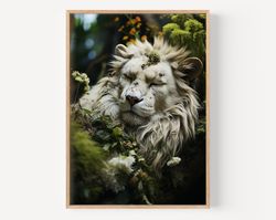 tiger painting large maximalist wall art preppy room decor, funky artwork college dorm decor, green forest wall art anim