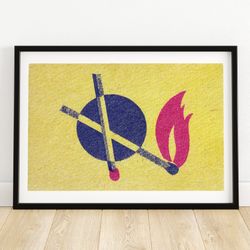 crossed matches - matchbox print - aesthetic wall art - vintage eastern europe art - matchbox wall poster - vintage post