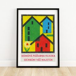 colourful neighbourhood flower - matchbox print - czech wall art - vintage czech art - matchbox wall poster - vintage po