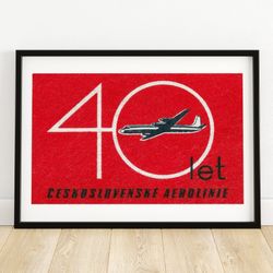 40 years of czechoslovakian airlines - matchbox print - czech wall art - vintage czech art - matchbox wall poster - vint