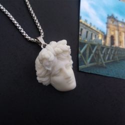 original marble necklace with sculpture,macabre necklace,necklace with apollo,apollo jewerly,antique pendant,great gift