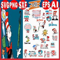 40 sam svg, sam dr seuss svg, dr seuss svg, dr. seuss cat,horton, lorax, fish files, dr suess png,dr suess day, dr seuss