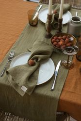 olive green linen napkin set of 2