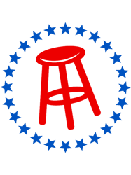 barstool blue and red