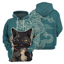 dragon black cat - 3d zip hoodies tshirt sweatshirt