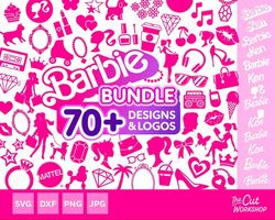 barbi 3 color design svg png eps, bundle layered svg, baby girl, retro doll, hearts png, svg file for cricut, sublimatio