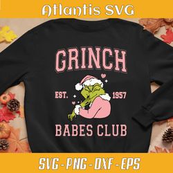 fun baby grinch club svg dxf, fun grinch babes club est. 1957 svg dxf, merry baby grinchmas svg png eps dxf