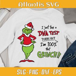 i am 100 that grinch funny quote svg dxf, just kidding i just took a dna test svg dxf, dna test grinch christmas svg png