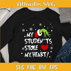 my student stole my heart svg dxf, stole christmas santa grinch svg dxf, student my hear santa christmas svg png dxf eps