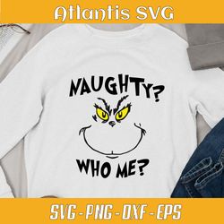 grinch face naughty who me svg dxf, naughty grinch christmas svg dxf, grinch face cartoon svg png dxf eps