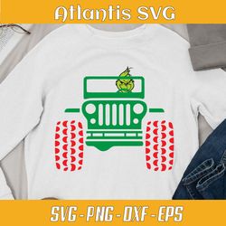 grinch monster truck christmas svg dxf, christmas truck monster svg dxf, christmas jeep svg png dxf eps