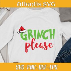 grinch please santa hat svg dxf, funny santa grinch please svg dxf, xmas gift 2024 please grinch svg dxf png eps