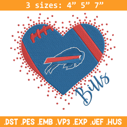 buffalo bills heart embroidery design, buffalo bills embroidery, nfl embroidery, sport embroidery, embroidery design. (4