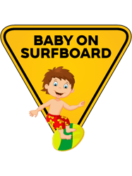 baby on surf board illustration