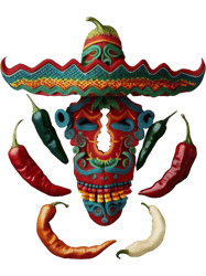 chili peppers abstract mask art mexican food