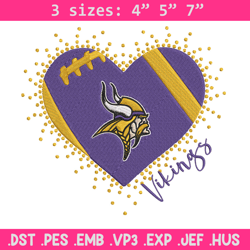 Heart Minnesota Vikings embroidery design, Minnesota Vikings embroidery, NFL embroidery, logo sport embroidery.