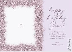 "radiant wishes: glitter abstract happy birthday card"