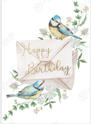 "melodies of celebration: bird song happy birthday card"