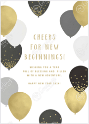 "glamorous cheers: luxe balloons new year card"