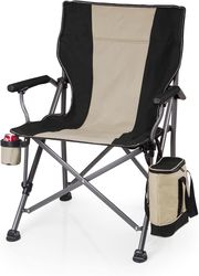 picnic time outlander xl camping chair with cooler, heavy duty beach chair, outdoor chair, 400 lb weight capacity, (blac