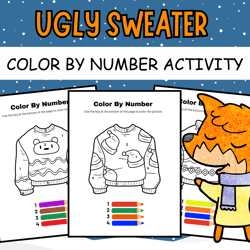 winter coloring pages | ugly sweater christmas color by number | winter coloring pages | printable coloring activity pdf