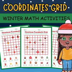 christmas coordinates grid | winter math activities and worksheets | printable math activity 5th - 7th