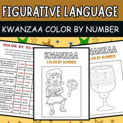 figurative language kwanzaa color by number - december coloring pages - printable activity