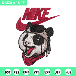 panda cartoon nike embroidery design, panda cartoon embroidery, nike design, embroidery file, instant download.