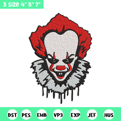 pennywise embroidery design, pennywise halloween embroidery, embroidery file, halloween design, digital download.