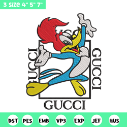 pica pau gucci embroidery design, pica pau embroidery, cartoon design, gucci logo, embroidery file, instant download