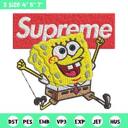 spongebob squarepants supreme embroidery design, spongebob embroidery, cartoon design, embroidery file, digital download