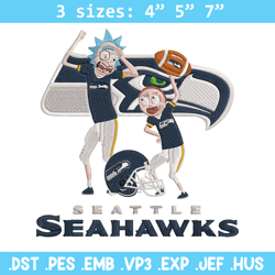 rick and morty seattle seahawks embroidery design, seattle seahawks embroidery, nfl embroidery, logo sport embroidery.