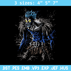 ryuk embroidery design, death note embroidery, embroidery file, anime embroidery, anime shirt, digital download
