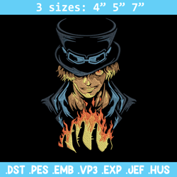 sabo poster embroidery design,one piece embroidery, embroidery file, anime embroidery, anime shirt, digital download