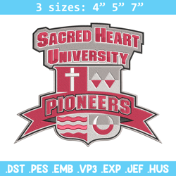 sacred heart logo embroidery design, ncaa embroidery, sport embroidery, logo sport embroidery, embroidery design