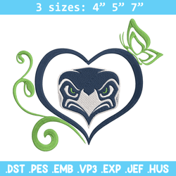 seattle seahawks heart embroidery design, seattle seahawks embroidery, nfl embroidery, logo sport embroidery.