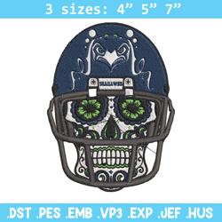 seattle seahawks skull helmet embroidery design, seattle seahawks embroidery, nfl embroidery, logo sport embroidery.