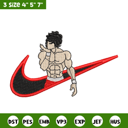 baki nike embroidery design, baki anime embroidery, nike design, logo shirt, anime shirt, digital download