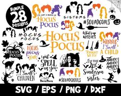 hocus pocus svg bundle sanderson sisters t-shirt halloween vectors cricut png clipart