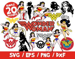 wonder woman bundle vectors superhero svg cutting vinyl eps png clipart cricut