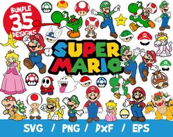 super mario bros svg bundle vector clipart cricut instant download wall decal sticker kart