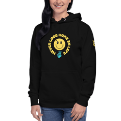 never lost hope in life written stylish with smiley face emoji unisex hoodie, azura world logo unisex hoodie