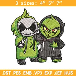 grinch and jack skellington embroidery design, grinch christmas embroidery, horror design, logo shirt, digital download.