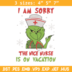 grinch nurse embroidery design,grinch embroidery,chrismas design, embroidery shirt, embroidery file, digital download