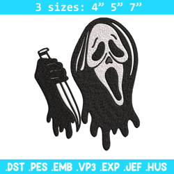 ghost face knife embroidery design, horror embroidery, embroidery file, logo design, logo shirt, digital download.